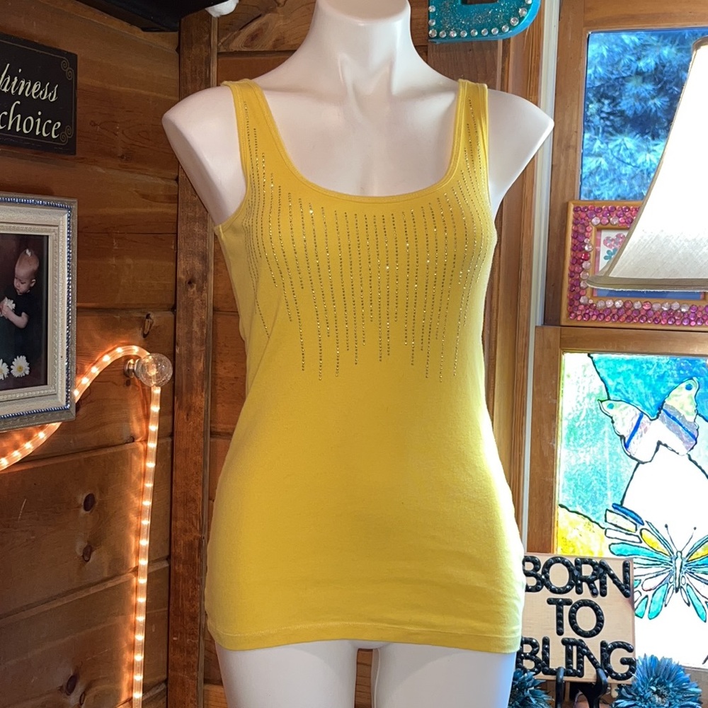 Yellow bling tank top like new energie size M
